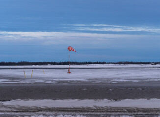 A windsock at Yellowknife Airport in Northwest Territories, Canada