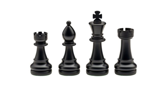 Black Chess Pieces in a Row Displaying Strategy and Intellect