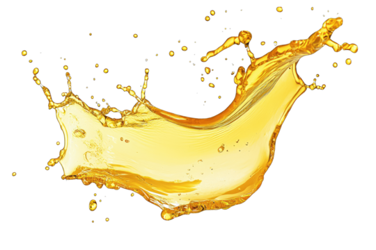 a vibrant splash of golden liquid resembling oil or juice captured mid-motion against a white background emphasizing the fluidity and dynamic nature of liquids