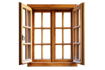 a wooden window with double panes opened wide to let in light and air showcasing a natural and inviting atmosphere