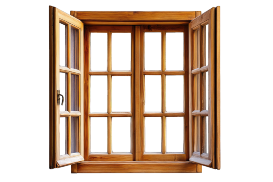 a wooden window with double panes opened wide to let in light and air showcasing a natural and inviting atmosphere