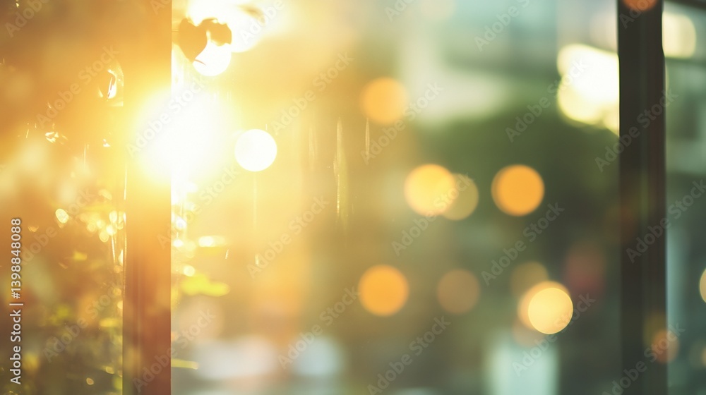 Poster Blurred Sunlight Through Windowpane with Bokeh Effects