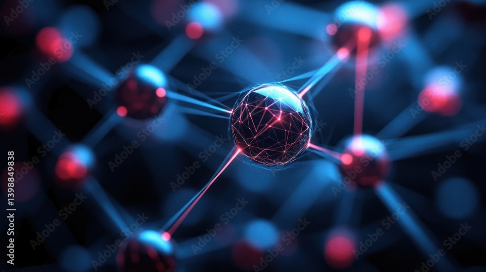 Poster complex molecular structure. interconnected network of atoms