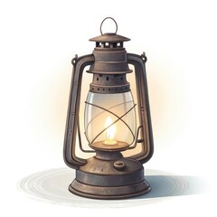 old oil lamp on a wooden background