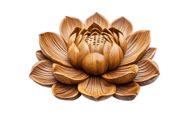 A close-up view of an ancient lotus flower engraving in worn marble with fine detailing Isolated on transparent background.