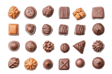 a visually appealing arrangement of assorted chocolates showcasing various shapes textures and finishes perfect for indulgence or gifting