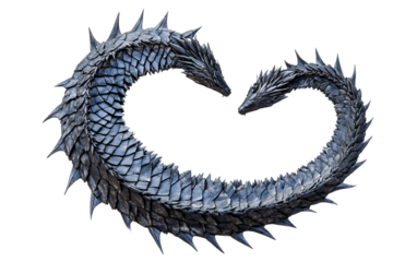A dramatic artistic rendering of a dragons tail with glowing ember-like scales Isolated on transparent background.