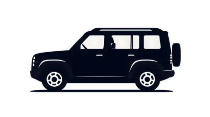 Modern SUV Silhouette on Black Background Ideal for Automotive Transportation and Design Con
