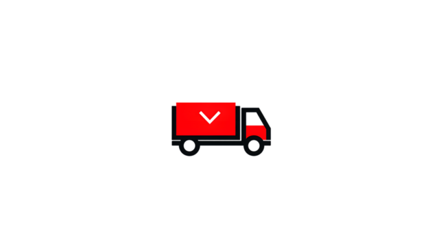 Red Delivery Truck Icon on Black Background Simplistic Design for Logistics Shipping and Tra