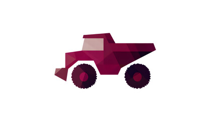 Lowpoly Dump Truck Icon Crimson Red Heavy Vehicle Illustration Digital Art Design