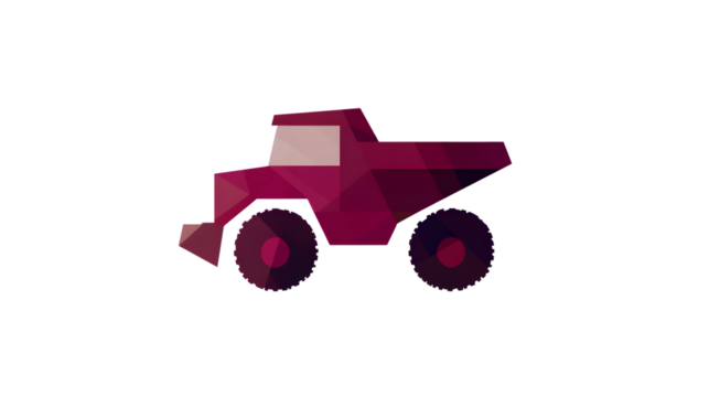 Lowpoly Dump Truck Icon Crimson Red Heavy Vehicle Illustration Digital Art Design