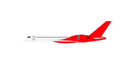Modern Aircraft in Flight with Red and White Design Commercial Plane Illustration Side View o