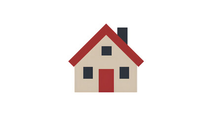 Simple House Illustration with Red Roof and Door Ideal for Real Estate Home Design Concepts
