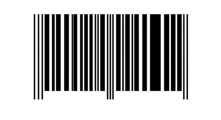 Product barcode design in bold black, perfectly centered on white background, clean lines and high contrast for cutout use