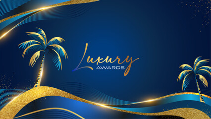 Night Beach Illustration style modern luxury Graphic Template. Decoration of show Beach Effect with sea wave lines. Premium Exotic Design Graphics for Event and Party. 