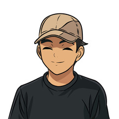 Portrait of a handsome man wearing a hat. Confident young man. Happy smiling male student. Social network profile avatar. Contemporary flat design