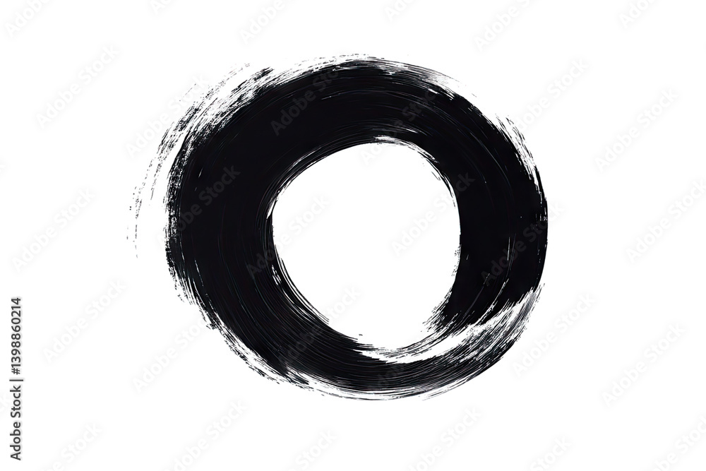 Poster bold circular brushstroke on a white background symbolizing concepts such as unity completeness and 