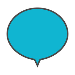 Speech bubble green illustration with outline in blue background, Pop art comic text box element, Blank message box doodle