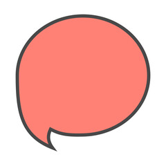 Speech bubble red illustration with outline in blue background, Pop art comic text box element, Blank message box doodle