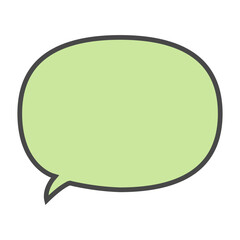 Speech bubble lime green illustration with outline in blue background, Pop art comic text box element, Blank message box doodle