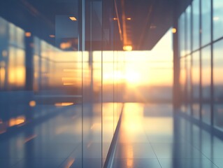 Interior Office Space with Sunset View