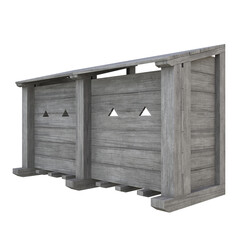 Castle Wooden Hoarding, 3d illustration isolated on white background