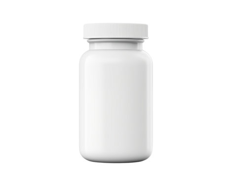 white plastic bottle Blank White Plastic Pill Bottle – Essential for Medication Storage and Organization on Transparent Background