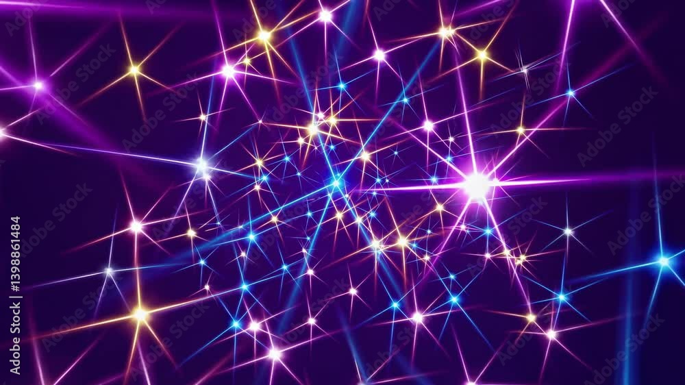 Poster a vibrant video concept with a top-down angle, showcasing a network of glowing, intersecting neon li