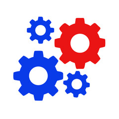 Colorful gears icon illustration on a white background  