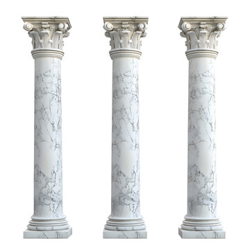 Marble pillars isolated on transparent background