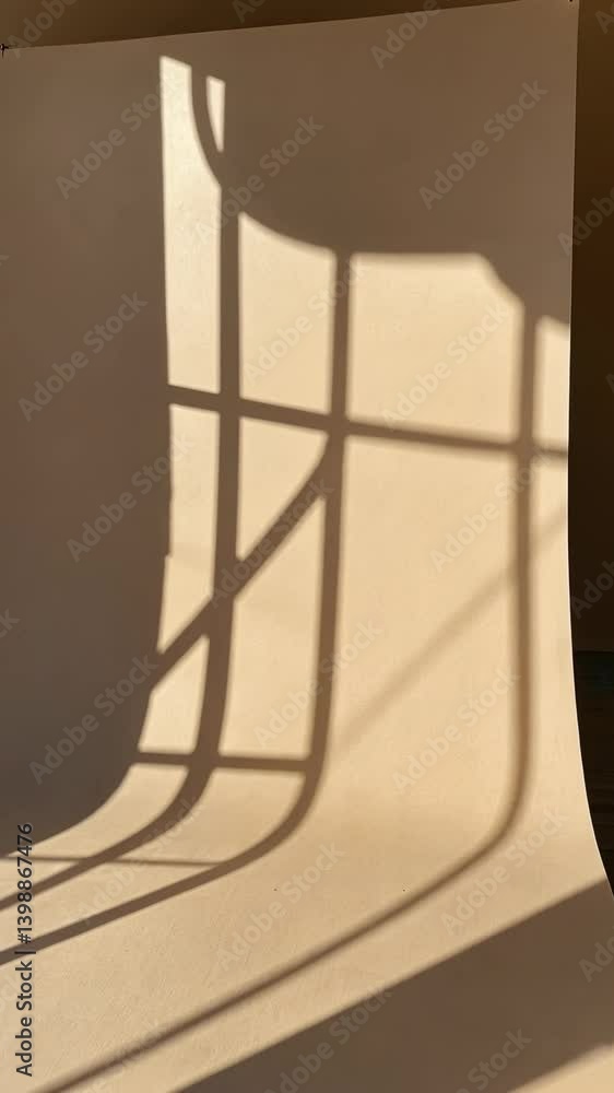 Aufkleber abstract backdrop casting natural window light shadows onto curved paper background, creating soft, 
