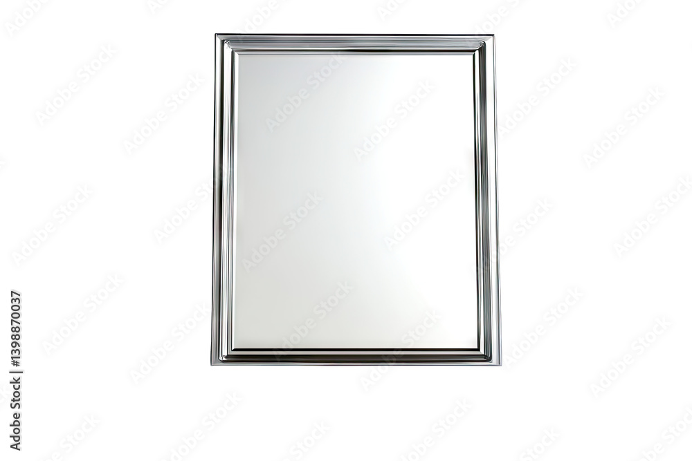 Aufkleber a simple elegant mirror with a silver frame reflecting light and surroundings placed on a smooth sur