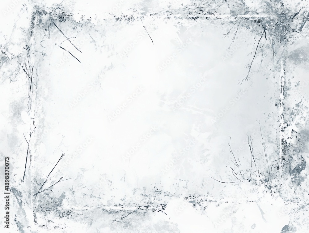 Poster white background with grayscale branch border