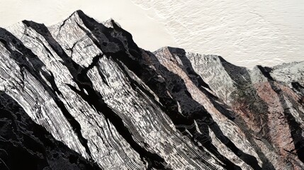 Abstract weathered rocky mountain peaks with intricate textures on neutral background