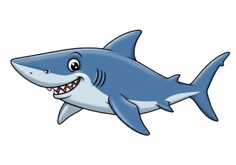 Fototapeta premium Shark cartoon isolated on white background