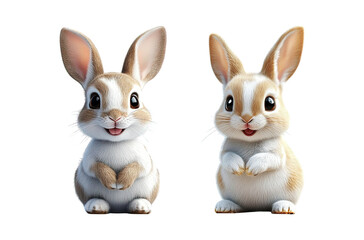 Fototapeta premium Adorable white bunny figurines decoration for Easter and spring decor