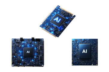 Artificial intelligence microchip components for tech and futuristic concepts