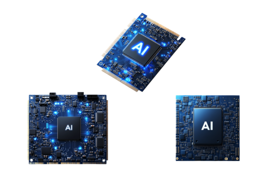 Artificial intelligence microchip components for tech and futuristic concepts