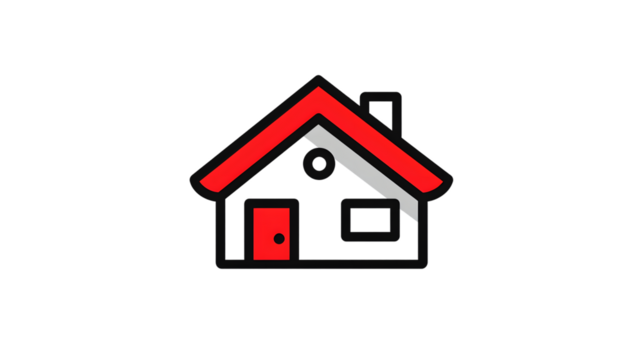Simple House Icon Red Roof Home Sweet Home Real Estate Symbol Minimalist Design