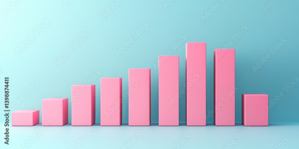Poster visualizing growth: abstract representation of a dynamic trend, with the increasing rise of colored 