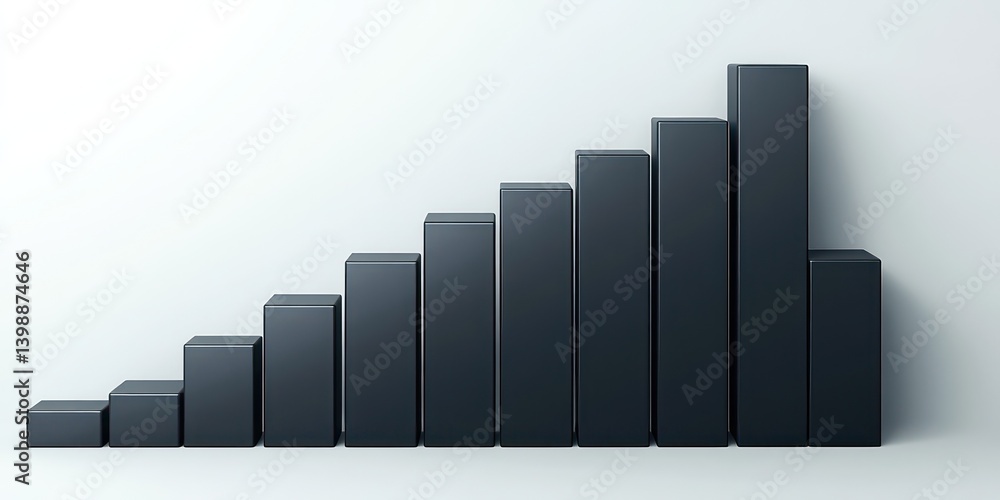 Poster an upward trending bar graph representing growth and progress. the bars are arranged in an ascending