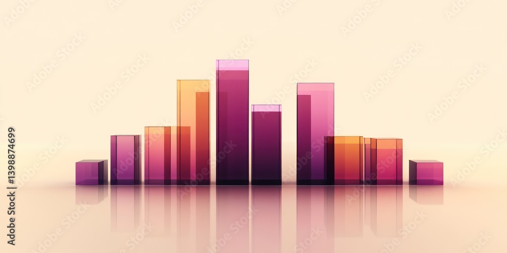 Poster a 3d bar graph representing data trends, showcasing a colorful, abstract and visually appealing desi