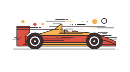 A sleek racing car in motion featuring vibrant colors and dynamic lines for highspeed action