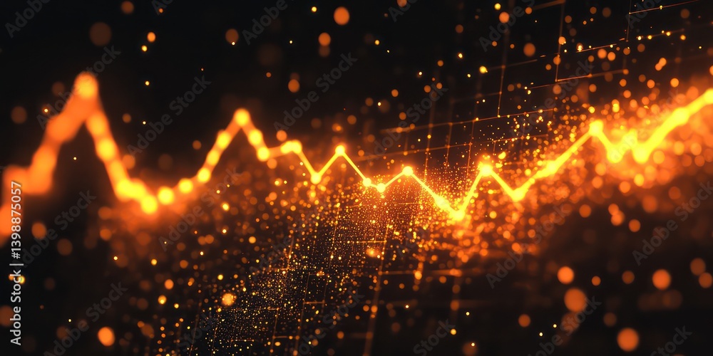Poster abstract glowing line graph representing financial data or technological advancement. the image is f