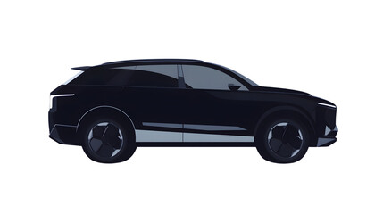 Modern Electric SUV Silhouette on Black Background  Futuristic Design Automotive Innovation