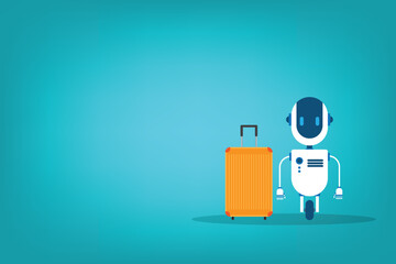 Chatbot with travel case vector illustration	