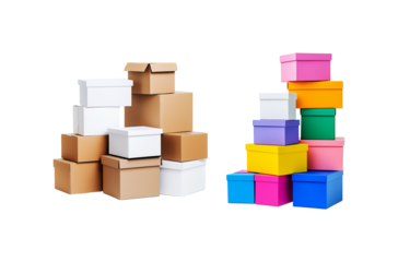 Cardboard and colorful gift boxes for presents and party favors