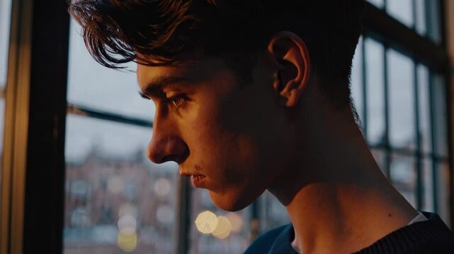 Contemplating moments as dusk settles over the city and reflections cast shadows in the heart of urban life