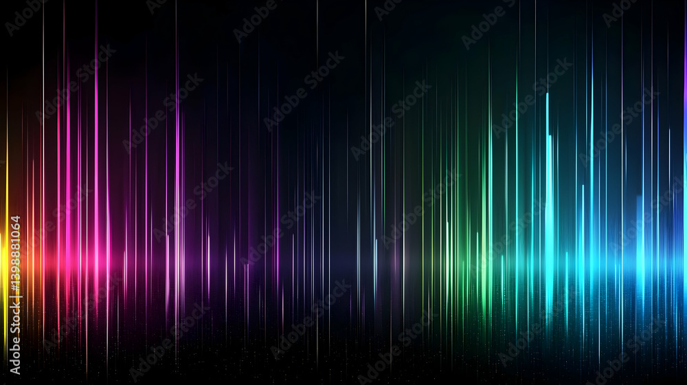 Poster abstract colorful vertical glowing lines on dark background