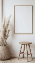 Minimalist Wooden Frame Mockup with Scandinavian Decor